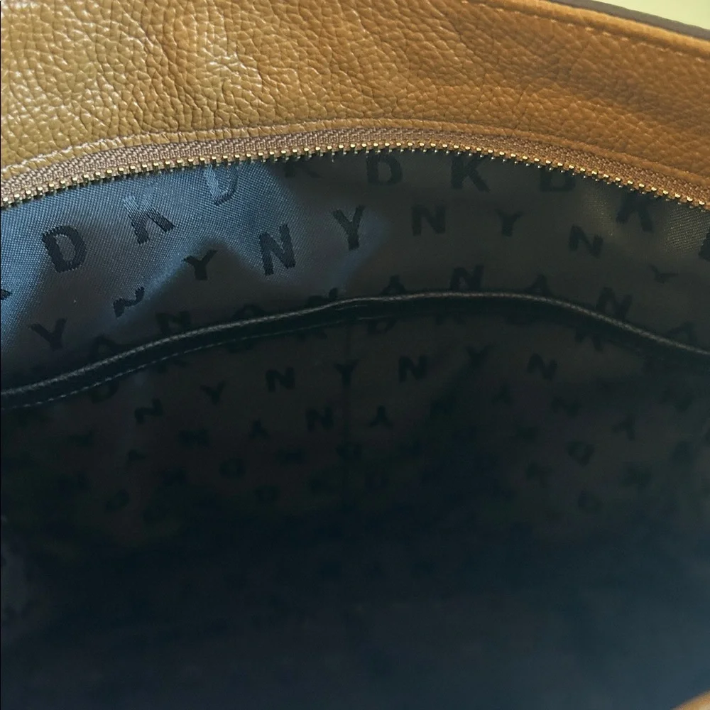 DKNY Carmel Brown Leather Studded Shoulder Bag